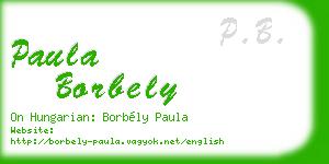 paula borbely business card