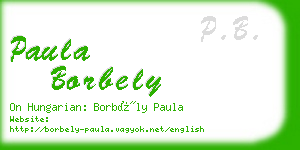 paula borbely business card